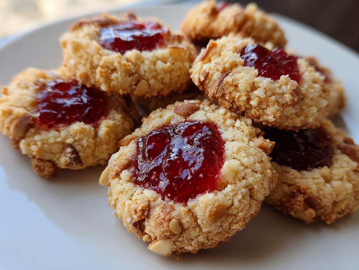 Cranberry Almond Thumbprint Cookies