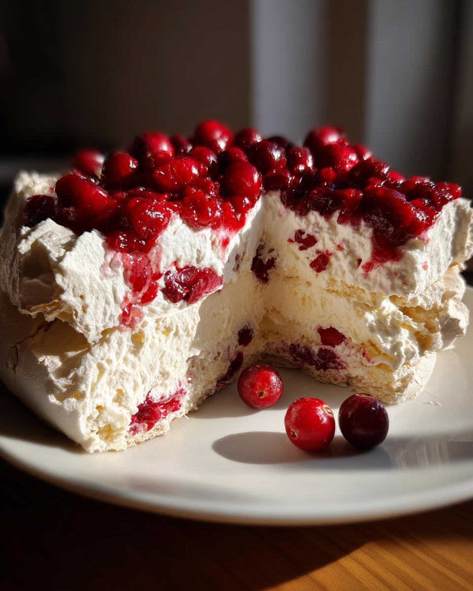 Magical Cranberry Pavlova with Crisp 1-Hour Meringue Perfection 6 Cranberry Pavlova - detail 1