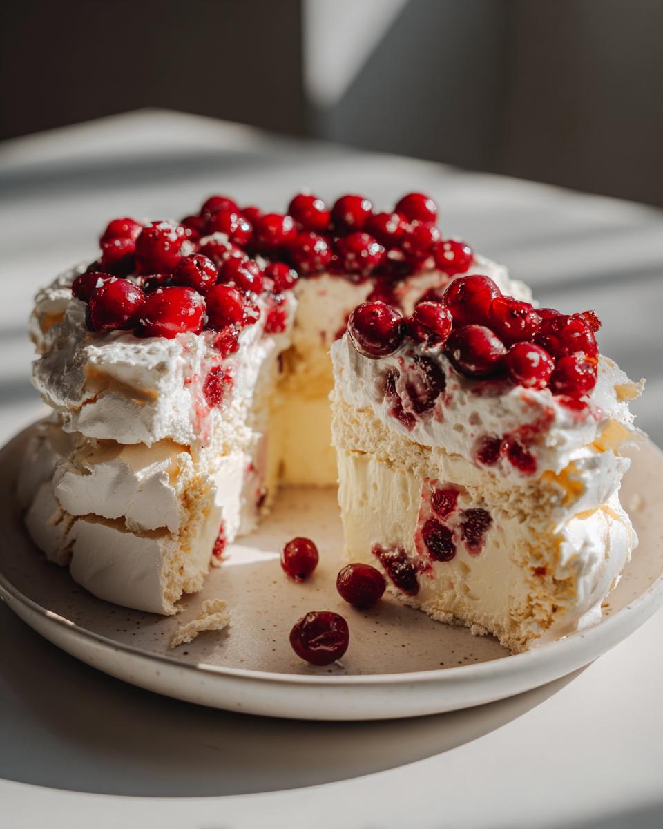 Magical Cranberry Pavlova with Crisp 1-Hour Meringue Perfection 7 Cranberry Pavlova - detail 2