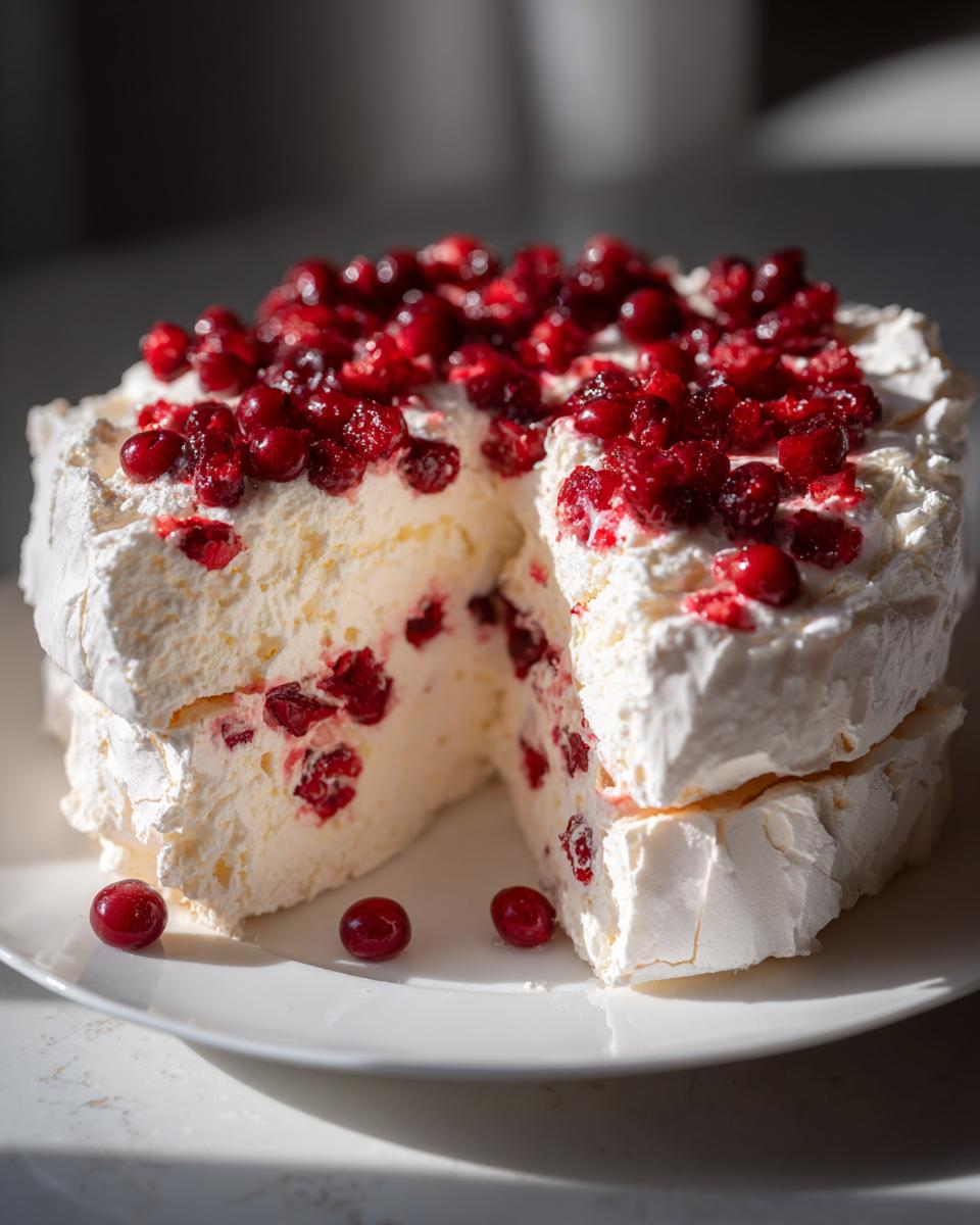 Magical Cranberry Pavlova with Crisp 1-Hour Meringue Perfection 8 Cranberry Pavlova - detail 3