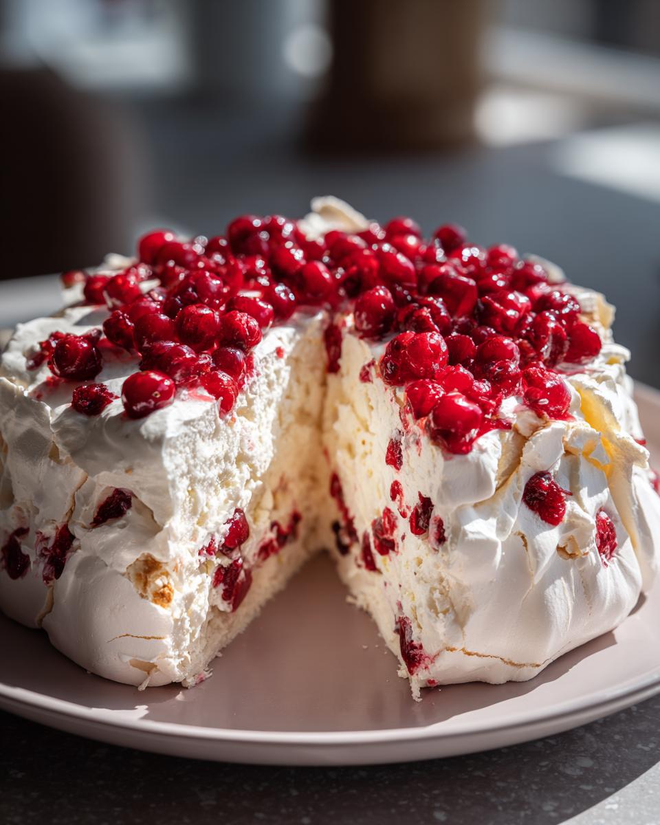 Magical Cranberry Pavlova with Crisp 1-Hour Meringue Perfection 9 Cranberry Pavlova - detail 4