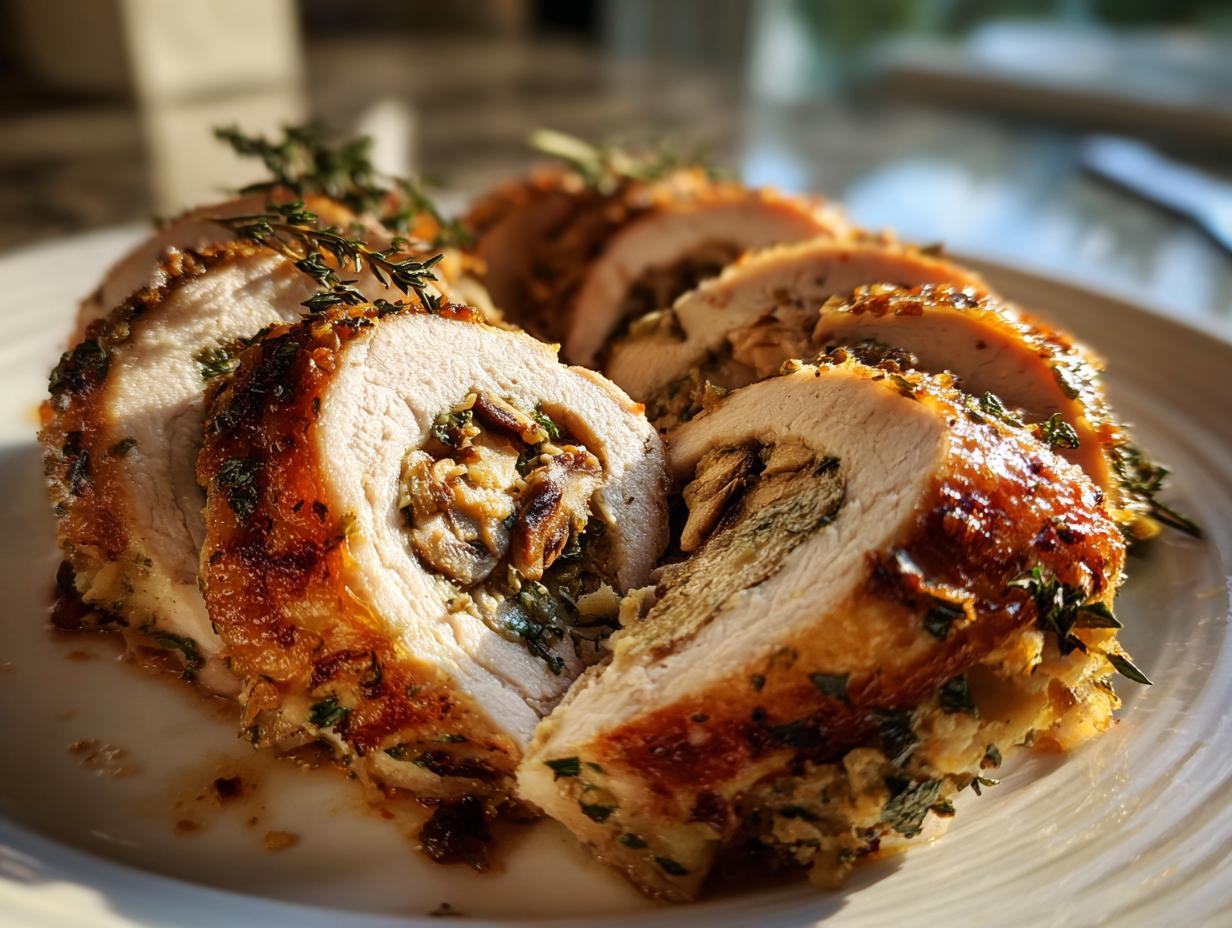 Wild Mushroom Stuffed Turkey Breast