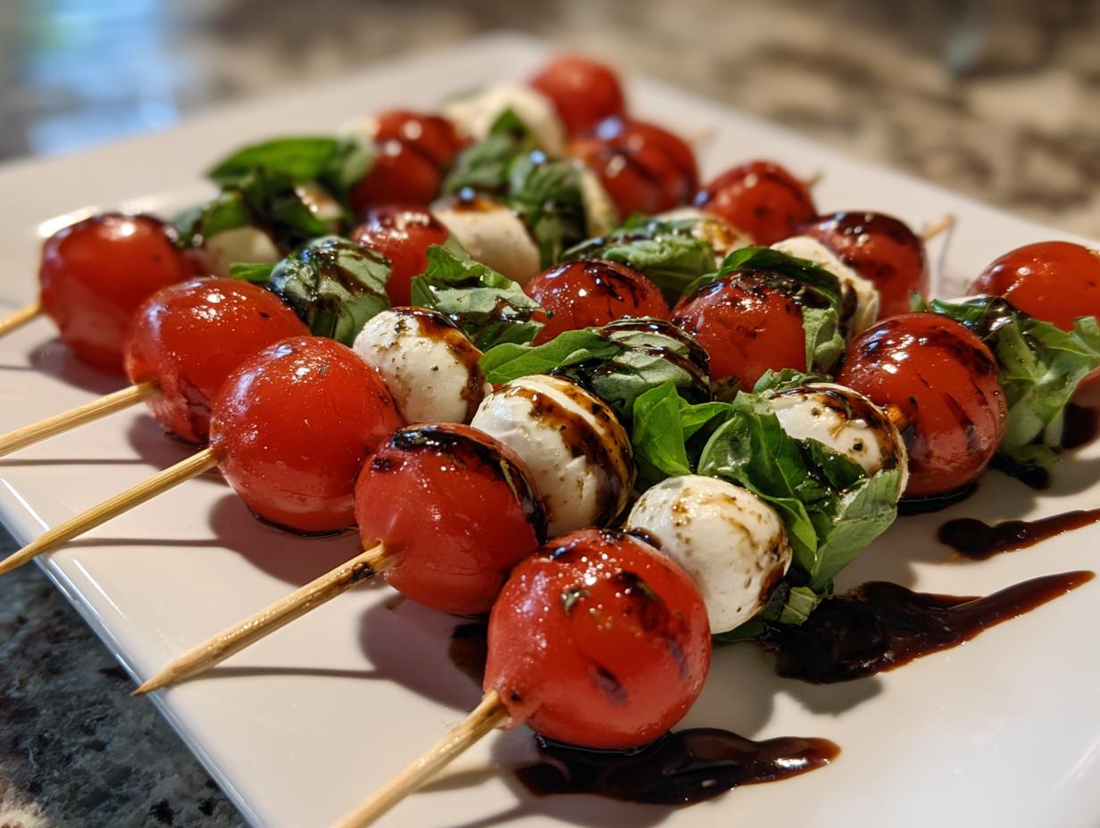 Caprese Skewers with Balsamic Glaze