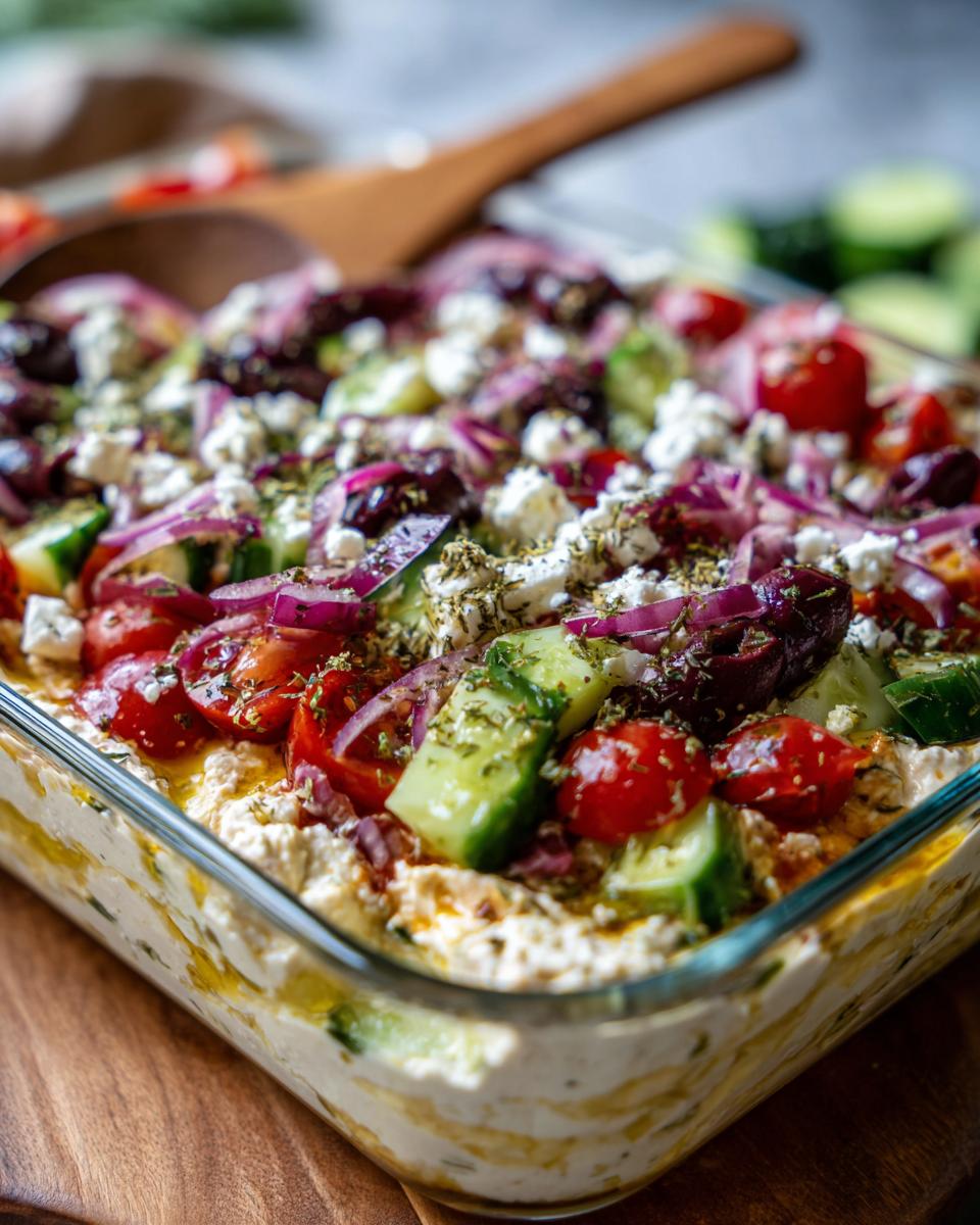 15-Minute Layered Greek Dip That Wows Every Crowd 9 Layered Greek Dip - detail 4