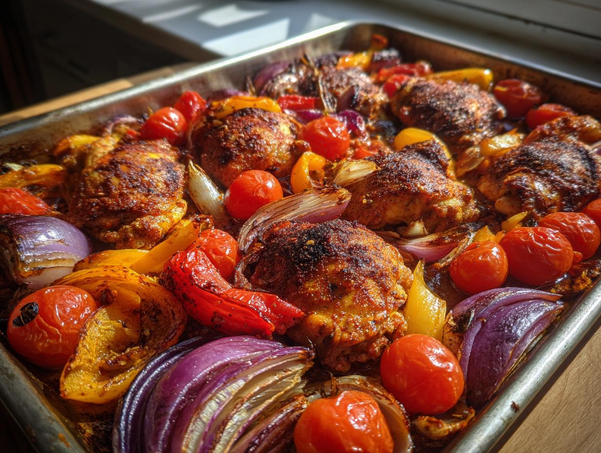 Sheet Pan Chicken and Veggie Shawarma