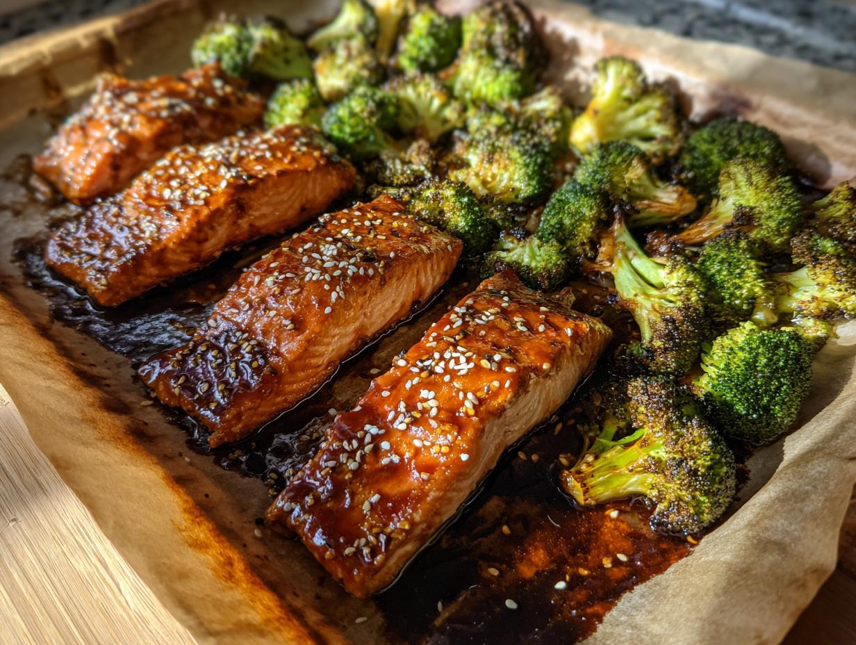 Sheet Pan Teriyaki Salmon and Broccoli