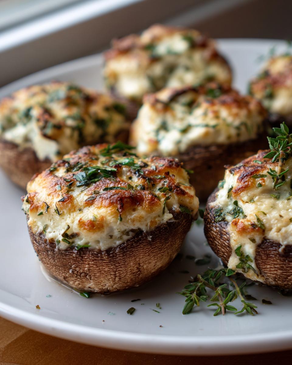 Irresistible Stuffed Mushrooms with Herbs & Cheese in 20 Minutes 8 Stuffed Mushrooms with Herbs & Cheese - detail 3