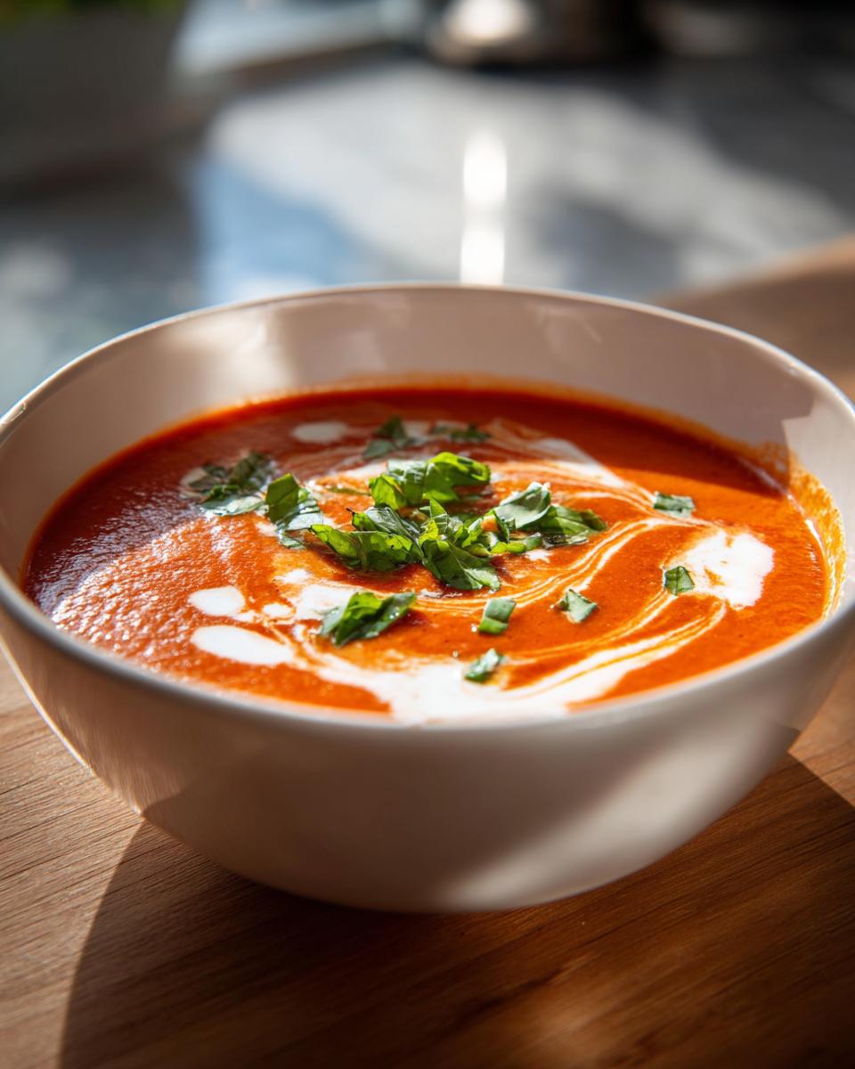 Creamy Tomato Basil Soup in Just 40 Minutes - Pure Comfort 4 Creamy Tomato Basil Soup - detail 1