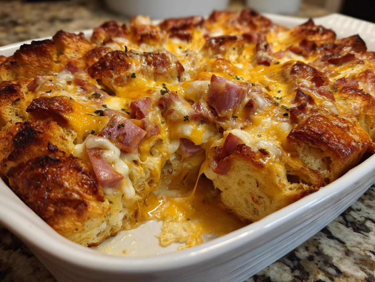 Ham and Cheese Croissant Bake