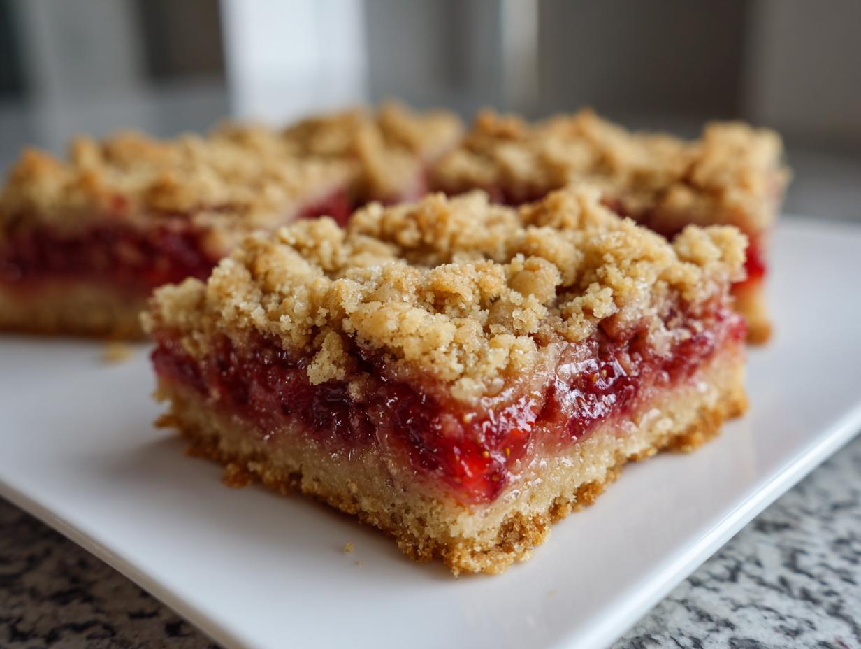 Strawberry Oat Crumble Bars