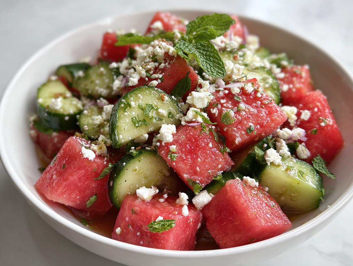 Watermelon Cucumber Salad