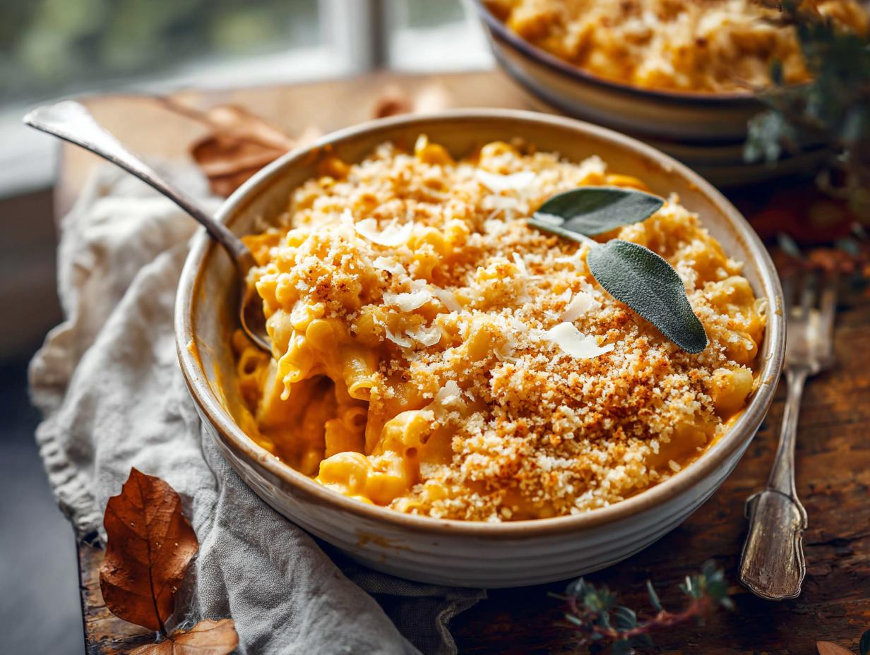 Baked White Cheddar Pumpkin Mac & Cheese