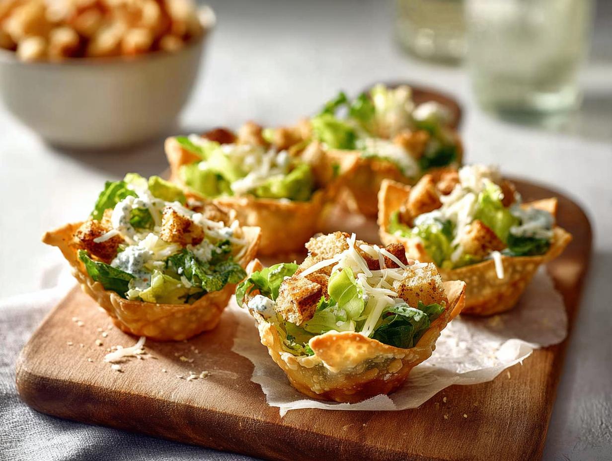 Caesar Salad Wonton Cups