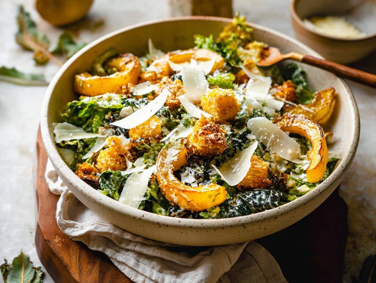 Caesar Salad with Delicata Squash Croutons
