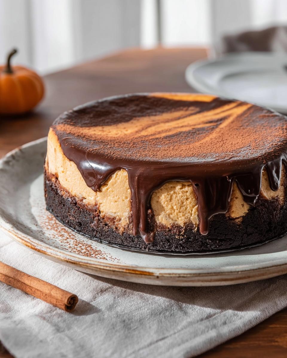 Try This Chocolate Pumpkin Cheesecake Now for a Perfect Fall Dessert 3 Chocolate Pumpkin Cheesecake - detail 1