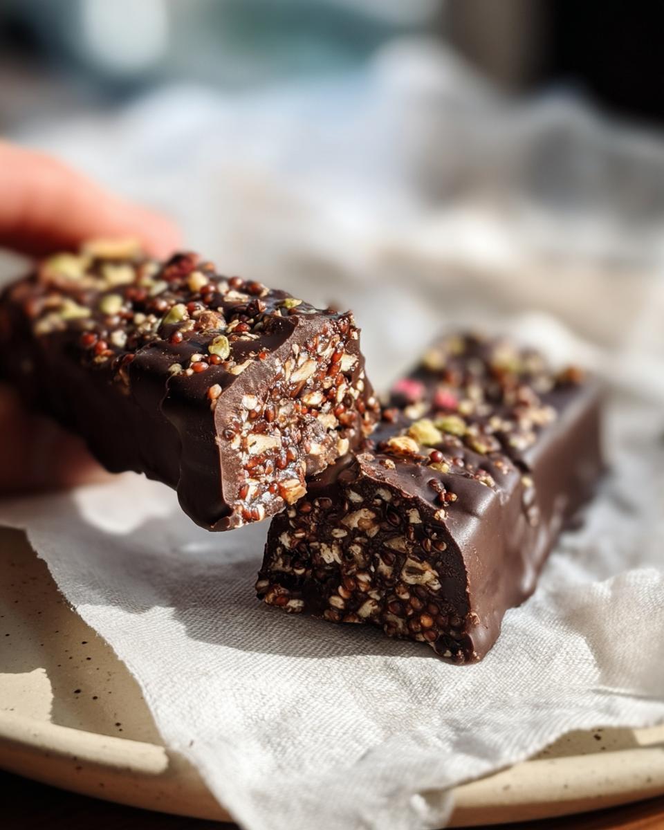 Try These Simple Chocolate Quinoa Crunch Bars 3 Chocolate quinoa crunch bars - detail 1