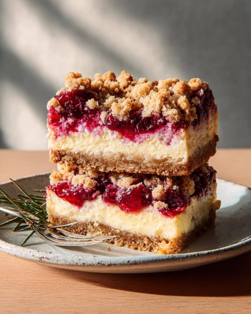 Cranberry Crumble Cheesecake Bars: 3 Perfect Textures 3 Cranberry Crumble Cheesecake Bars