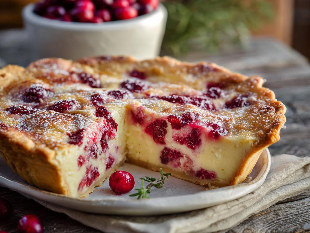 Cranberry Custard Pie: 1 Silky, Tangy Delight 3 Cranberry Custard Pie - detail 1