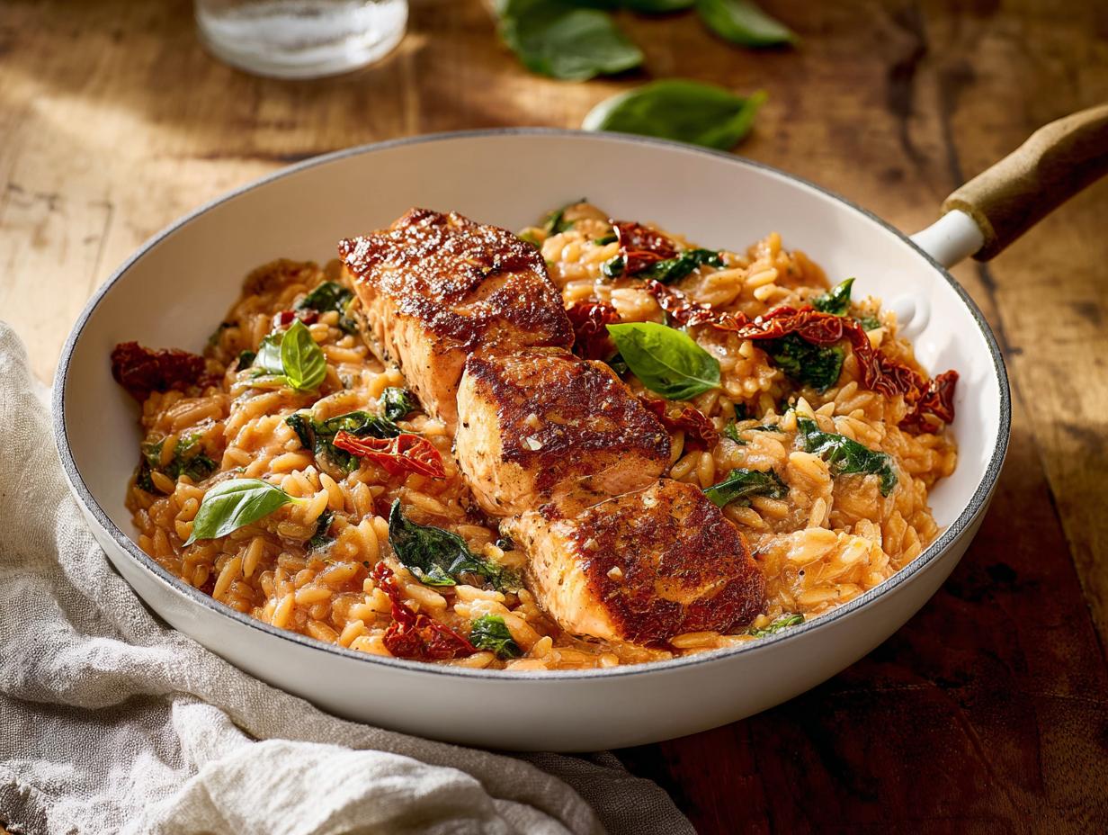 Home 12 Creamy Sun-Dried Tomato Salmon & Orzo
