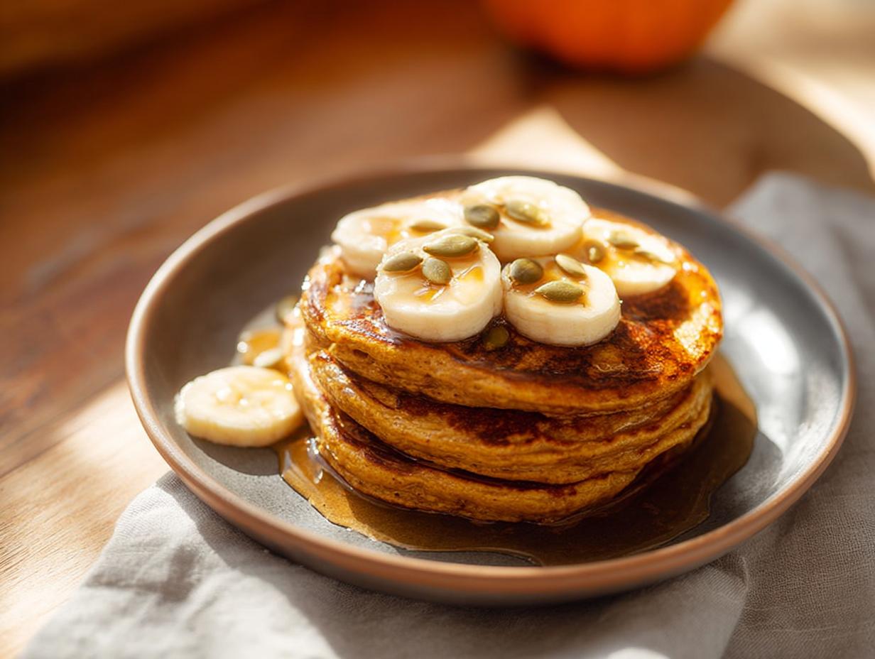 Healthy Pumpkin Banana Pancakes
