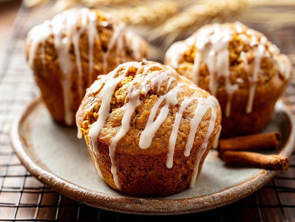 Healthy Pumpkin Muffins with Spiced Maple Glaze