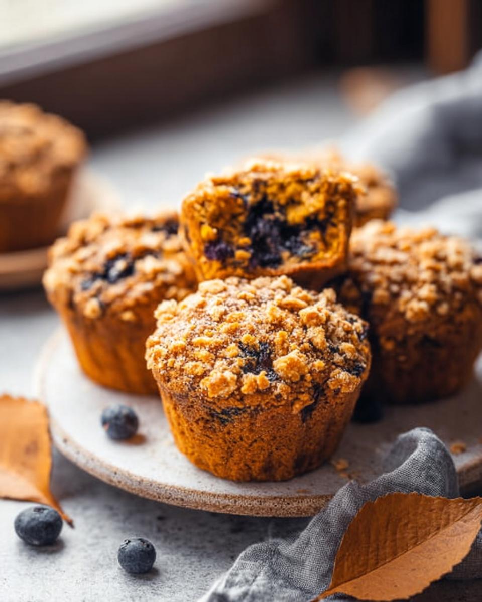Healthy Whole Grain Pumpkin Blueberry Muffins - detail 1