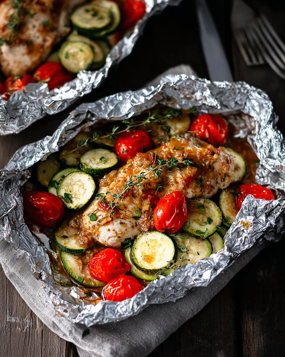 Honey Mustard Chicken, Tomato & Zucchini Foil Packs Easy20 3 Honey Mustard Chicken, Tomato & Zucchini Foil Packs - detail 1