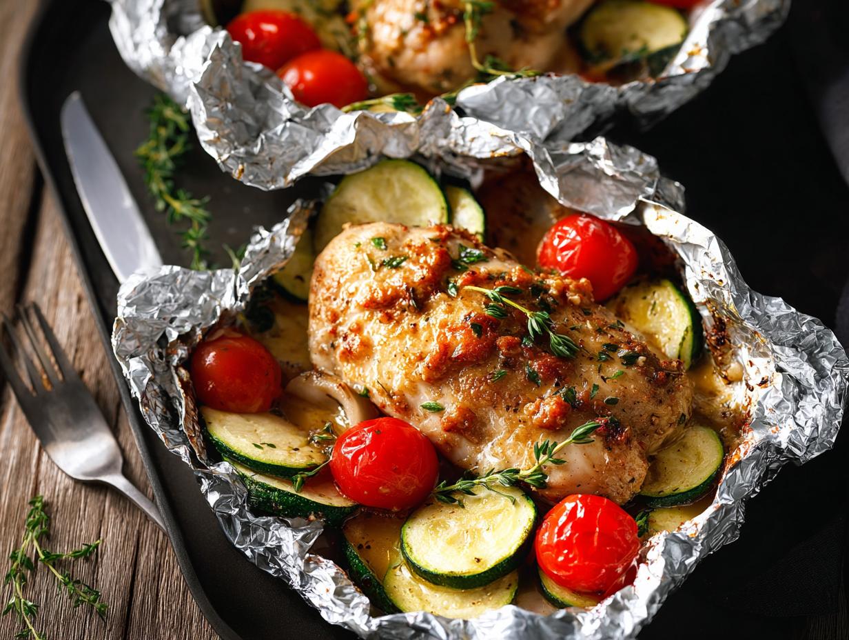 Home 12 Honey Mustard Chicken, Tomato & Zucchini Foil Packs