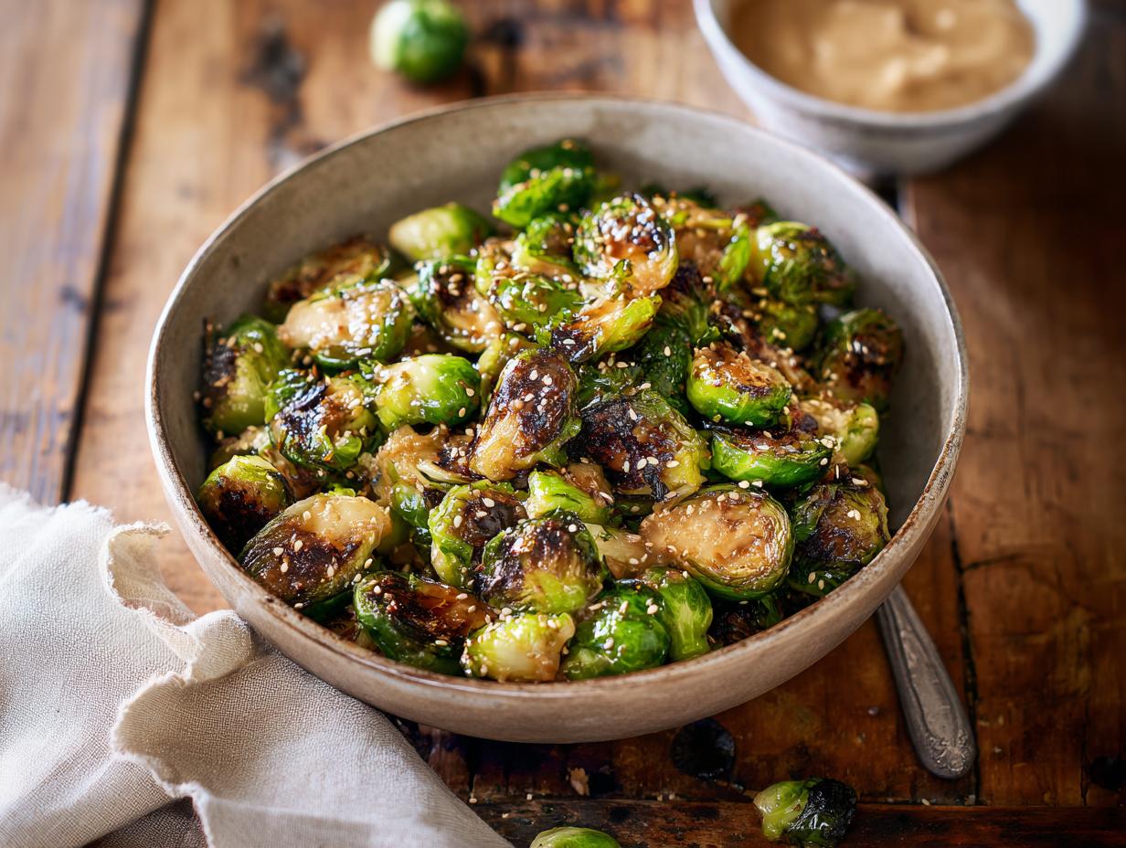 Miso Sesame Glazed Brussels Sprouts