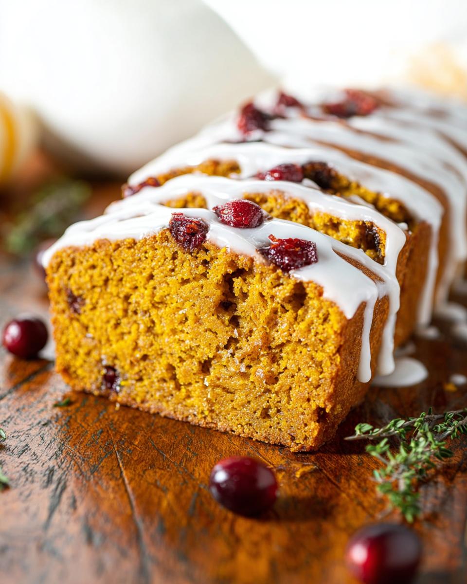 Orange Pumpkin Bread with Cranberry Glaze - detail 1