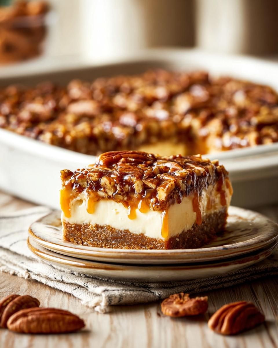 Pecan Pie Cheesecake Bars 3 Layer Dessert 3 Pecan Pie Cheesecake Bars - detail 1