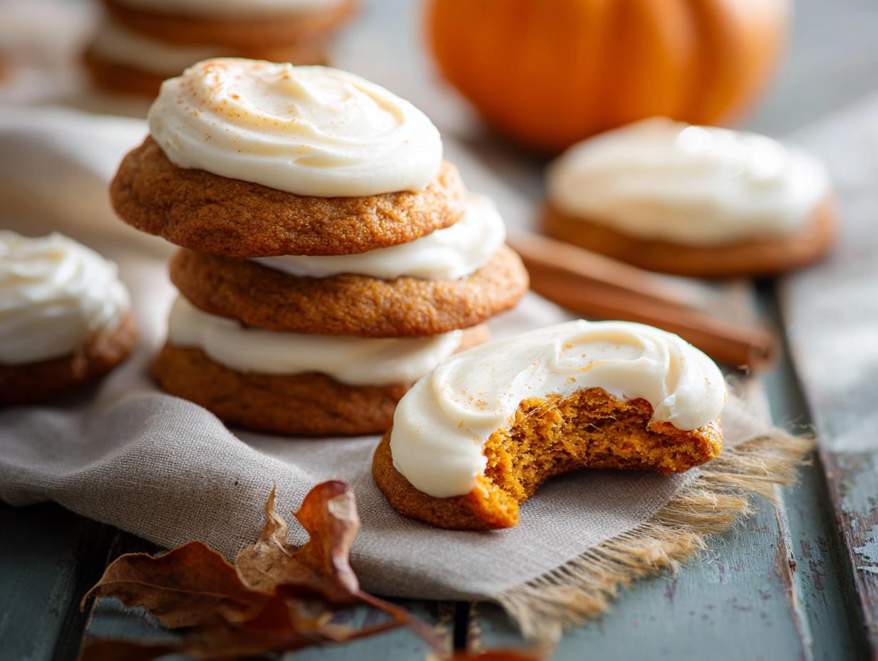Pillowy Pumpkin Cookies with Cream Cheese Frosting