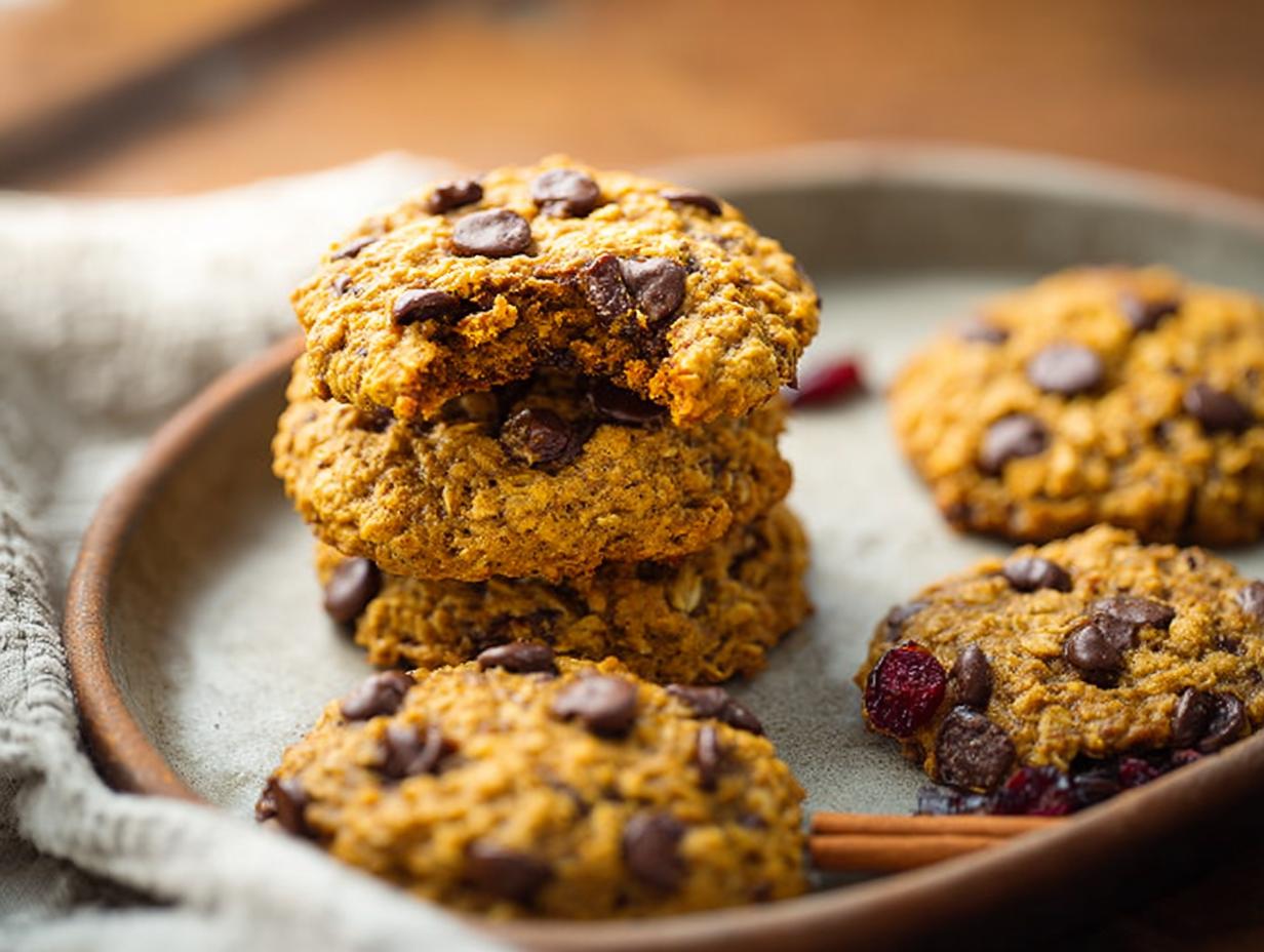 Pumpkin Dark Chocolate Chip Oat Cookies
