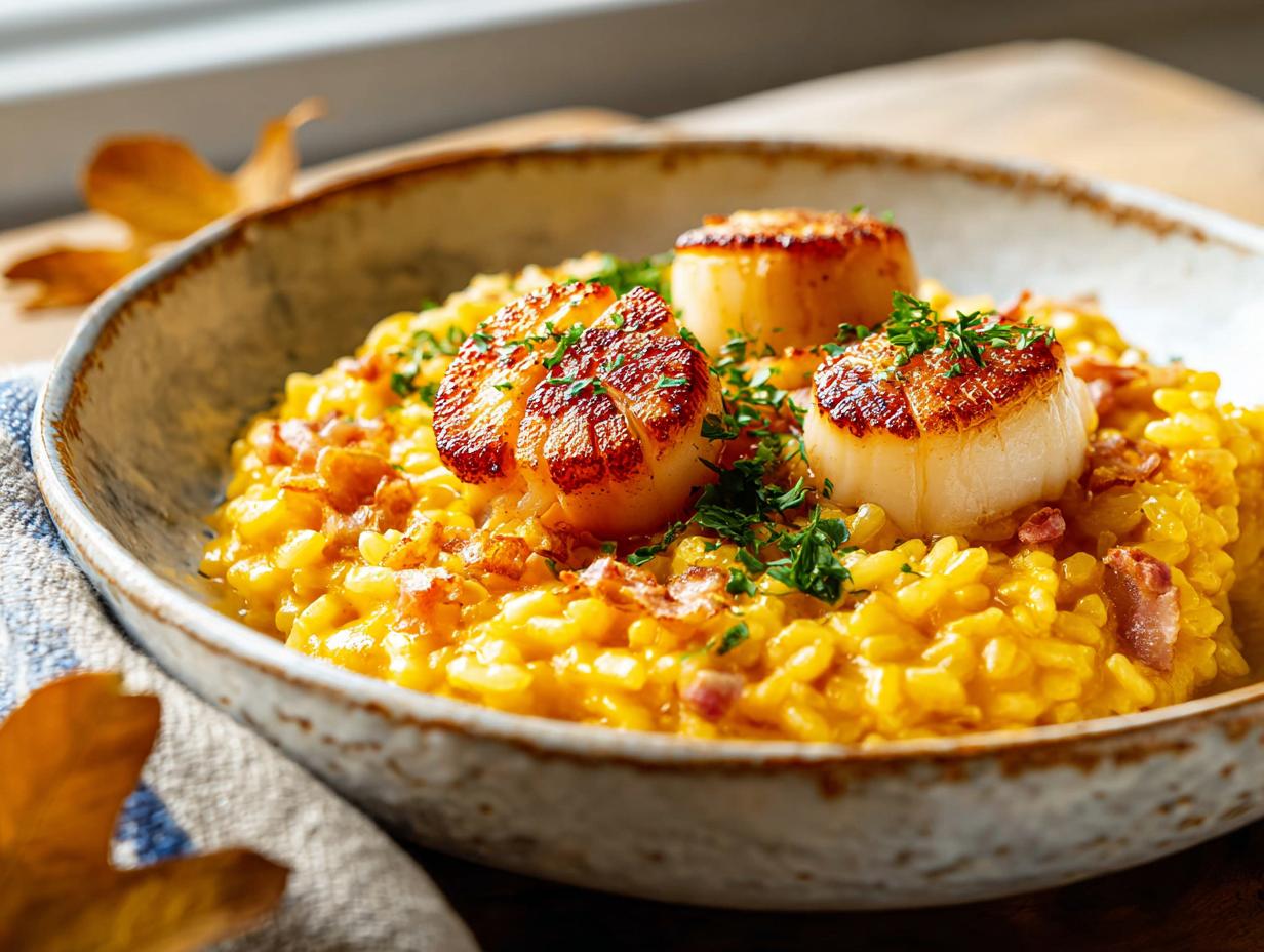 Pumpkin Risotto with Scallops