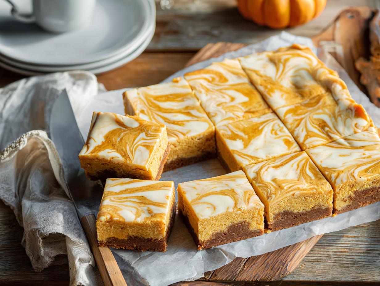 Pumpkin Swirl Cheesecake Bars