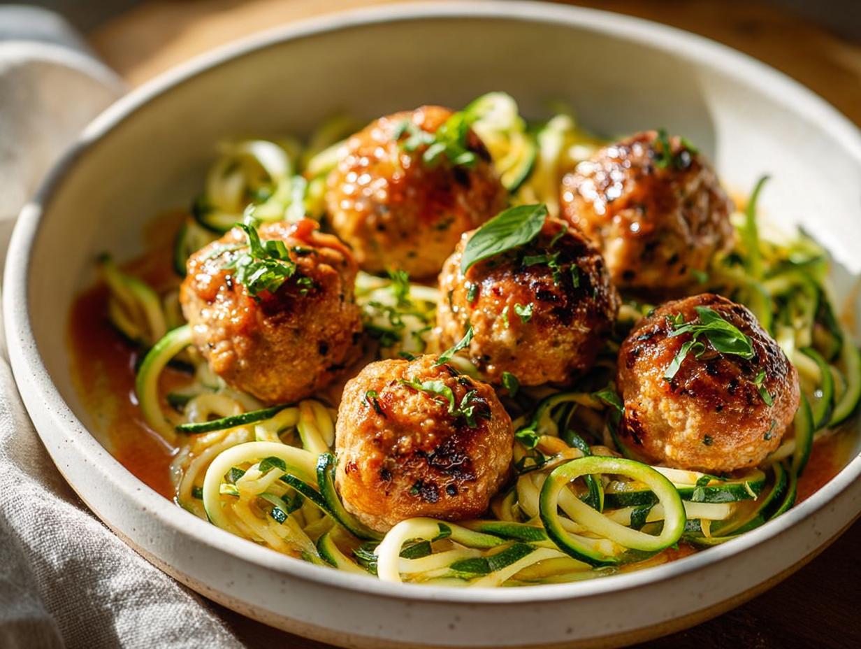 Home 13 Pumpkin Turkey Meatballs with Zucchini Noodles
