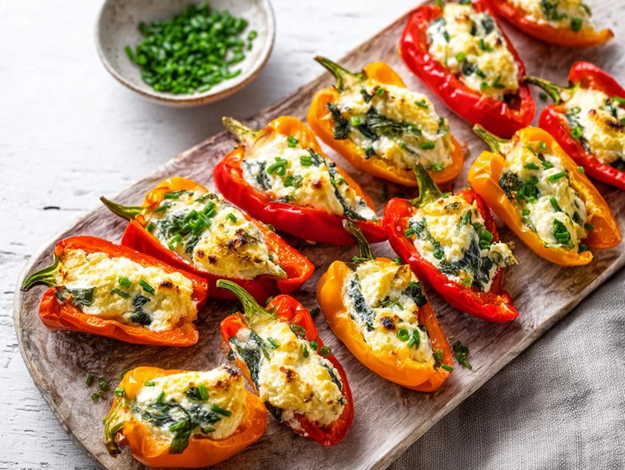 Roasted Goat Cheese Stuffed Mini Peppers Appetizer