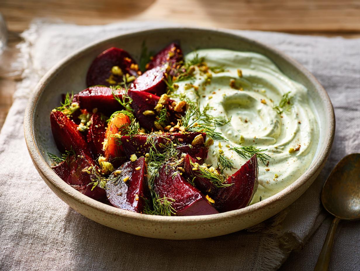 Roasted beets with dill cream
