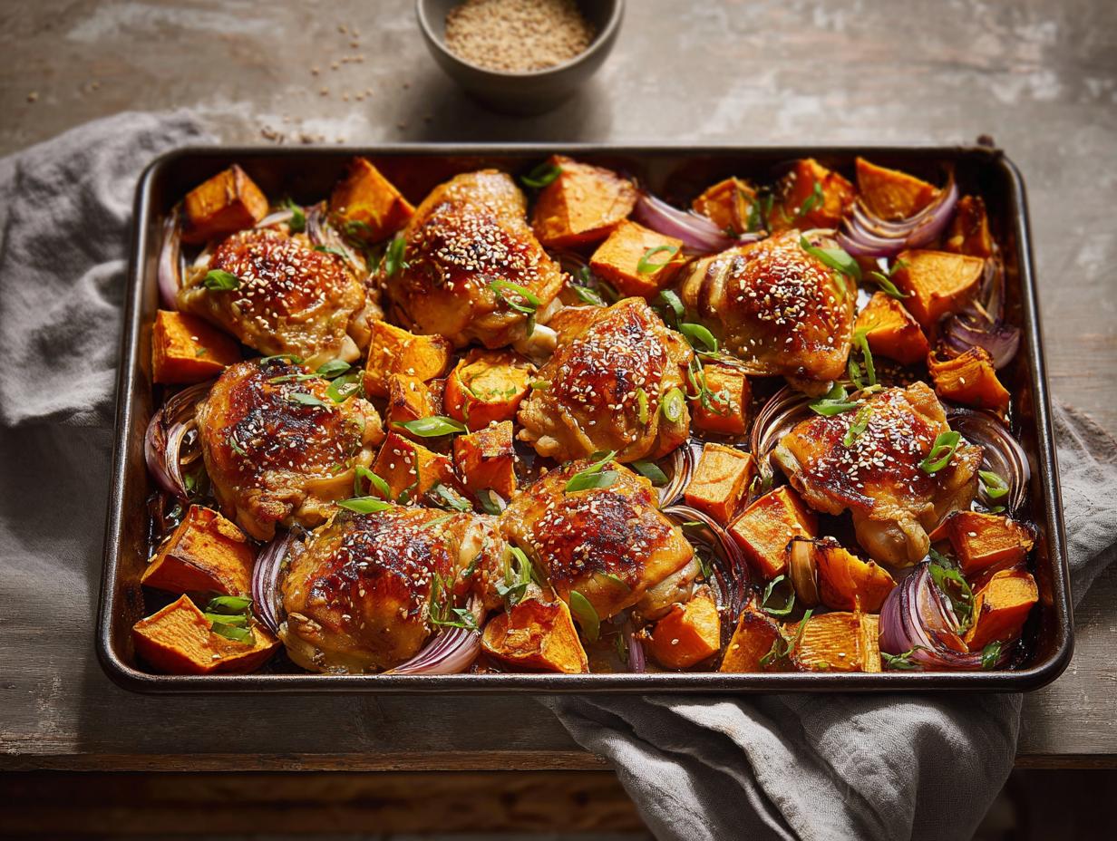 Home 12 Sheet-Pan Miso Chicken & Sweet Potatoes