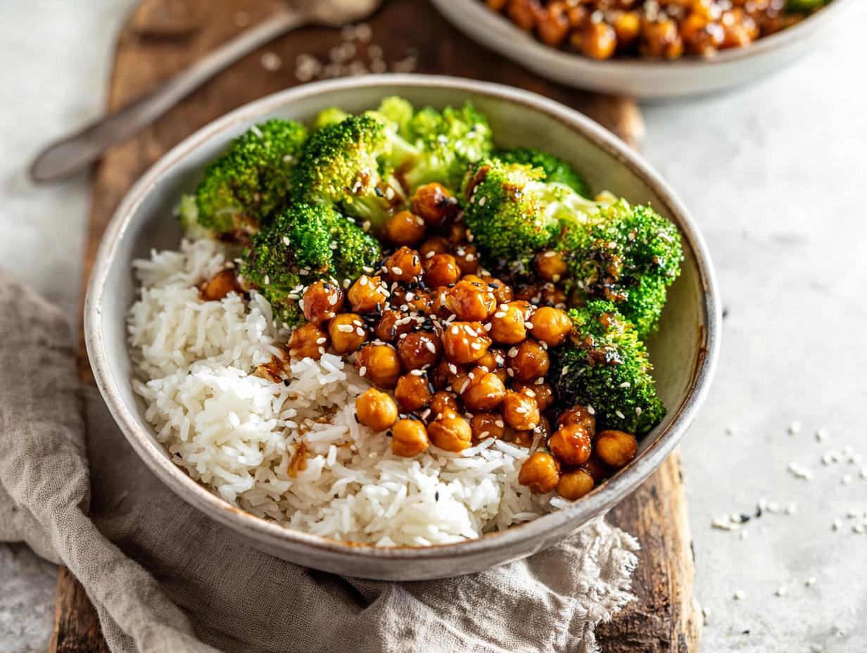 Home 14 Sticky Sesame Chickpeas & Broccoli