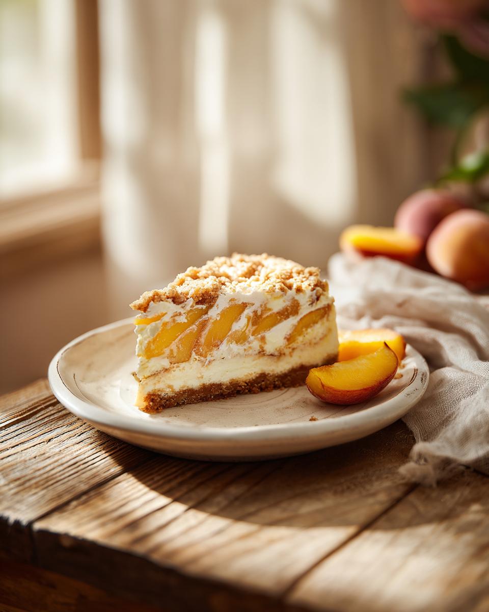 Perfect Peach Cobbler Cheesecake 3 peach cobbler cheesecake - detail 1