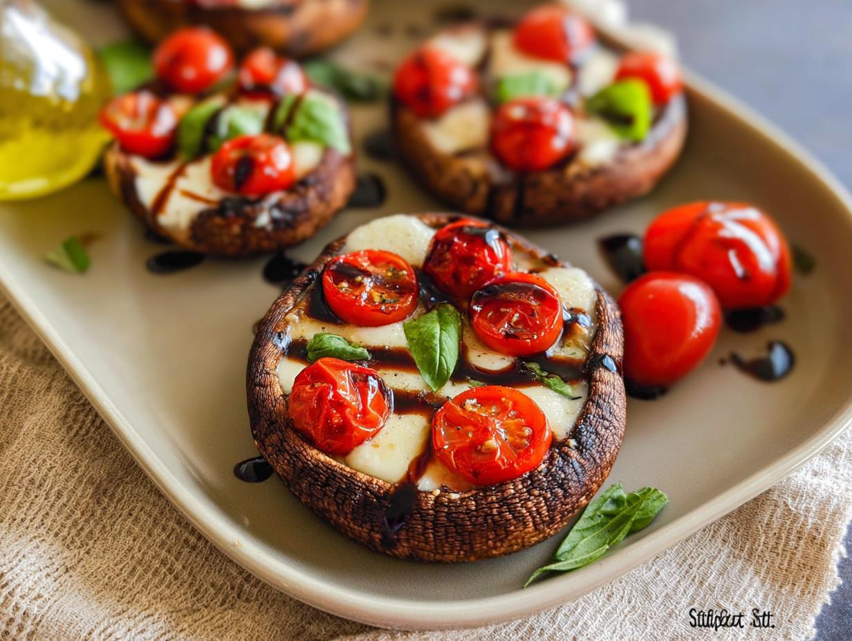 Air Fryer Caprese Portobello Mushrooms