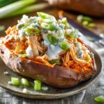 Buffalo Chicken Stuffed Sweet Potatoes: 28g Protein Feast 4 Buffalo Chicken Stuffed Sweet Potatoes