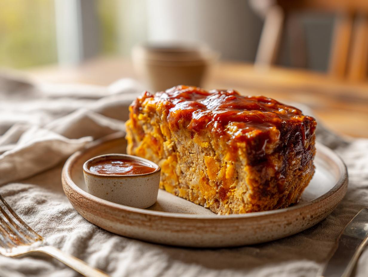 Cheddar-Stuffed Sweet Potato BBQ Turkey Meatloaf