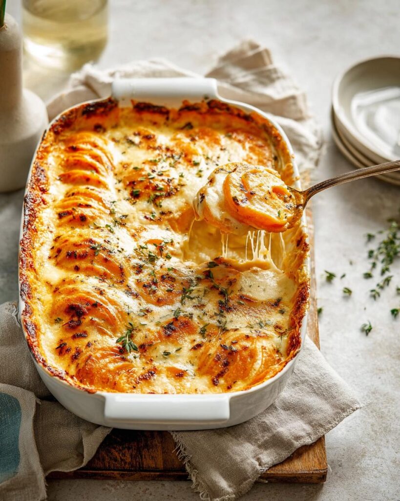 Chipotle Gouda Scalloped Sweet Potatoes: 15-Min Prep Magic 3 Chipotle Gouda Scalloped Sweet Potatoes