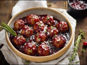 Cranberry-Mustard Glazed Chicken Meatballs