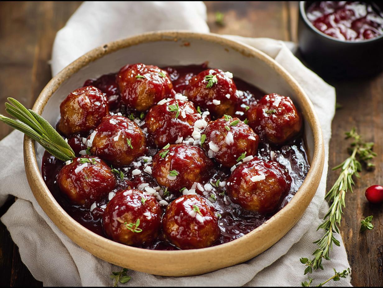 Cranberry-Mustard Glazed Chicken Meatballs