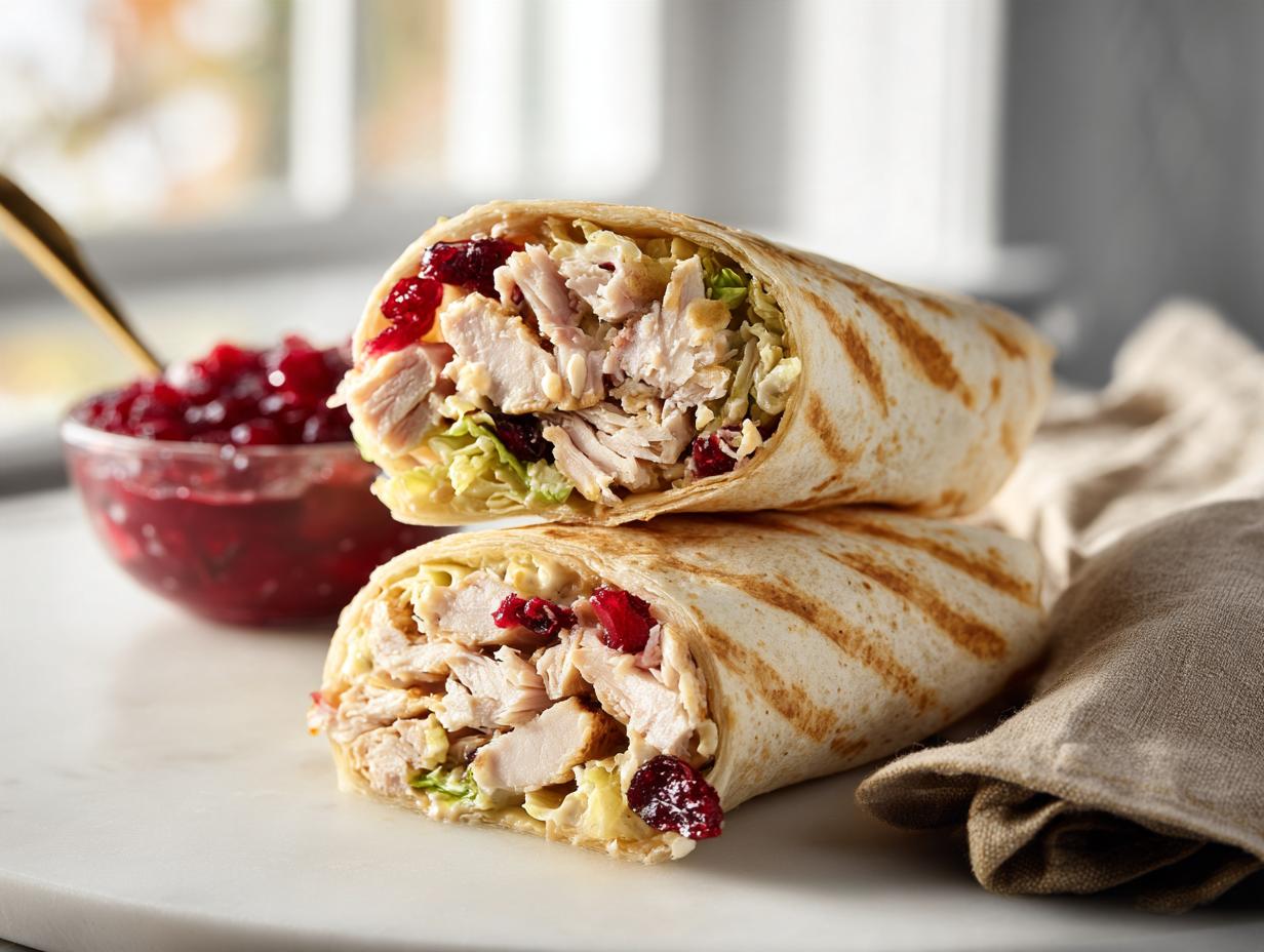 Leftover Turkey Caesar Wraps with Cranberry Dressing