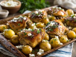 Lemony Chicken & Potatoes With Feta