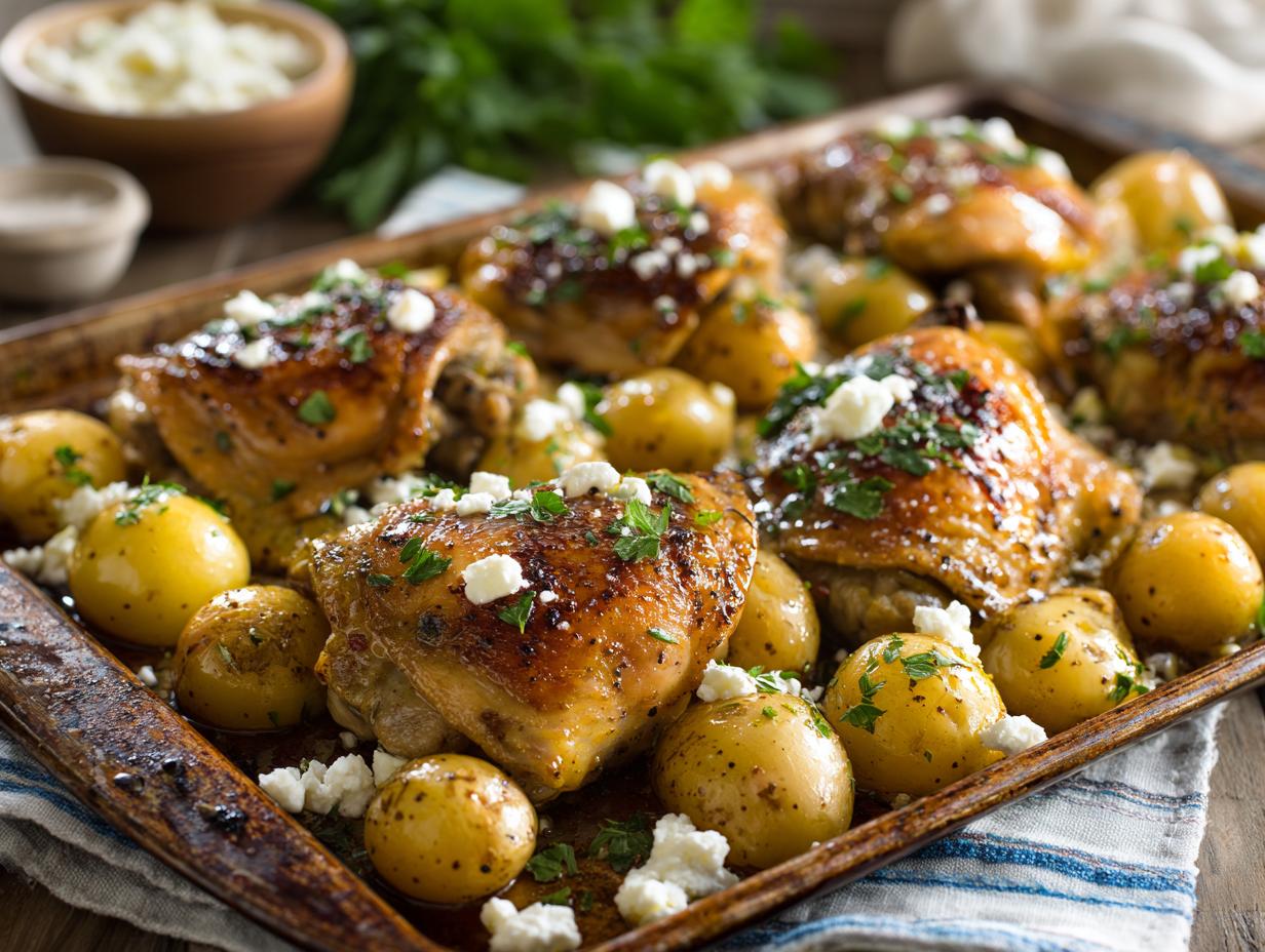 Lemony Chicken & Potatoes With Feta
